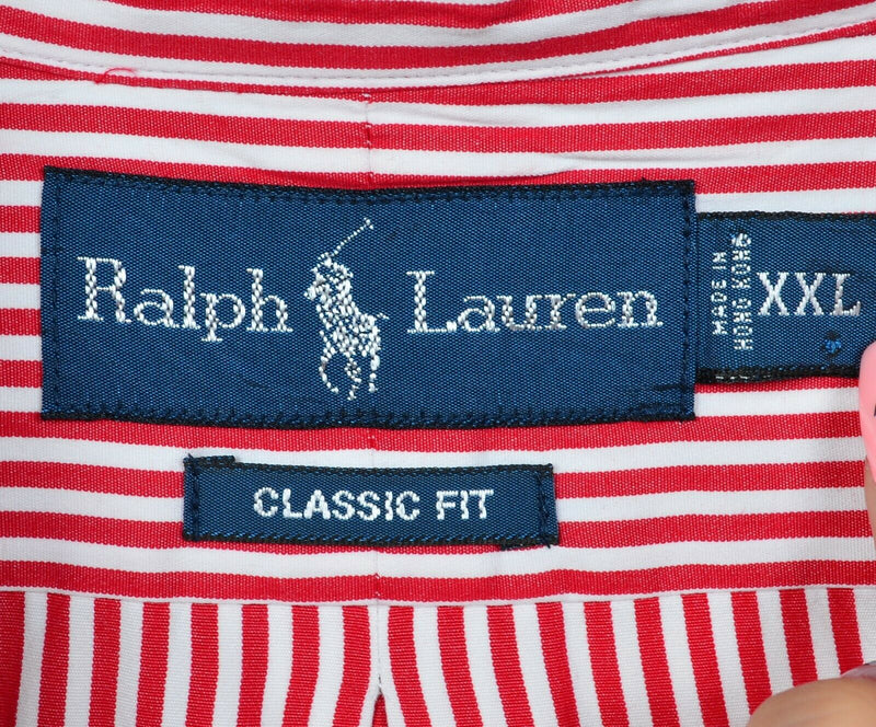 Polo Ralph Lauren Men's 2XL Classic Fit Red Striped Pony Button-Down Shirt