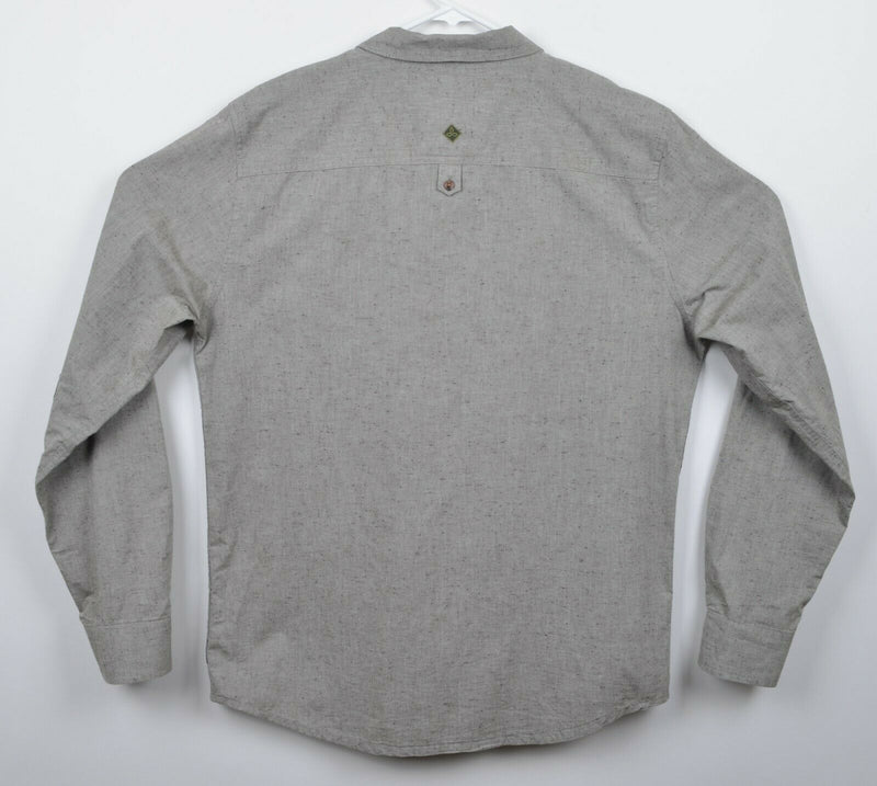 Prana Men's Large Slim Fit Organic Cotton Polyester Blend Gray Long Sleeve Shirt