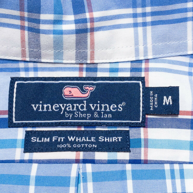 Vineyard Vines Whale Shirt Blue Plaid Button-Down Preppy Men's Medium Slim Fit