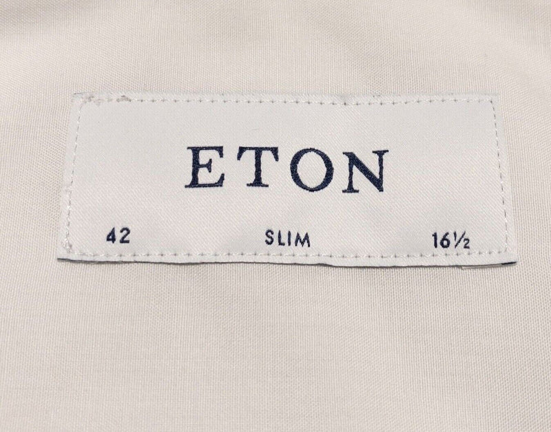 Eton 16.5 Slim Men's Dress Shirt Solid White Cutaway Collar Long Sleeve Button