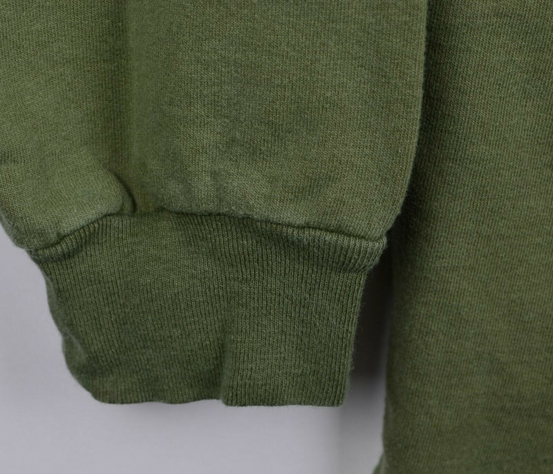True Grit Men's Large Buffalo Nickel Green USA Collared Long Sleeve Sweatshirt