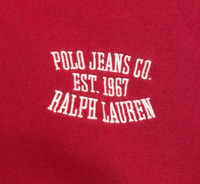 Polo Jeans Co Ralph Lauren Hoodie Men's 2XL Pullover Sweatshirt Red Logo 90s