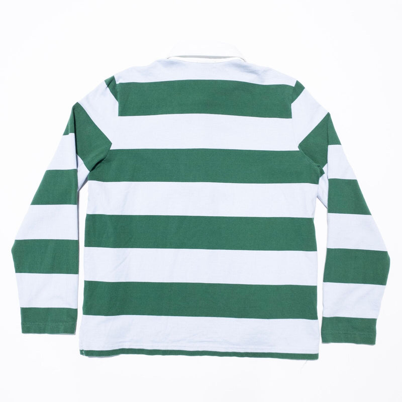 J. Crew Rugby Shirt Women's Large 1984 Rugby Green Striped Long Sleeve G8325