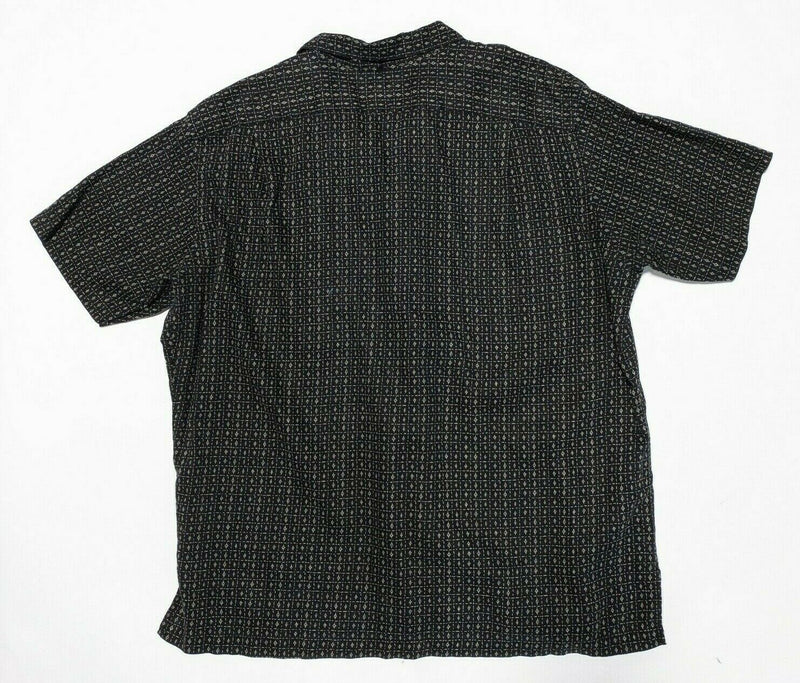 Polo Ralph Lauren Linen Shirt XL Men's Clayton Black Geometric Camp 90s Vintage