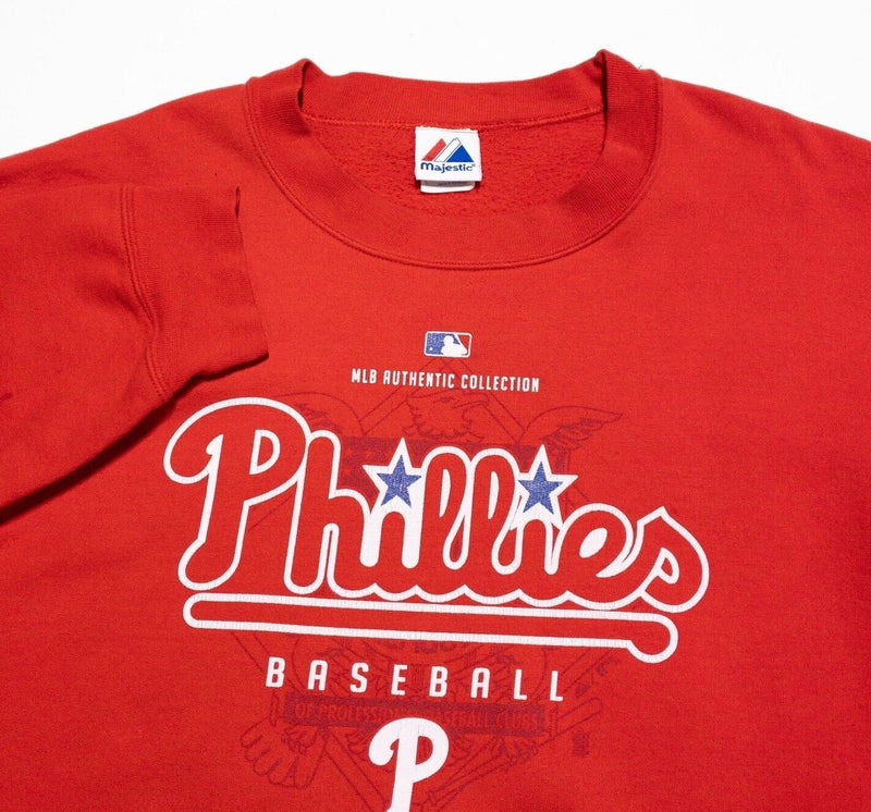 Philadelphia Phillies Sweatshirt Men's Large Majestic Pullover Crewneck Red MLB