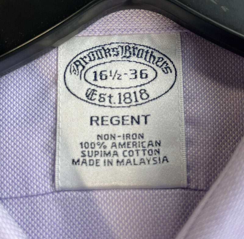 Brook Brothers Men's 16.5-36 Solid Purple Lavender Non-Iron Regent Dress Shirt