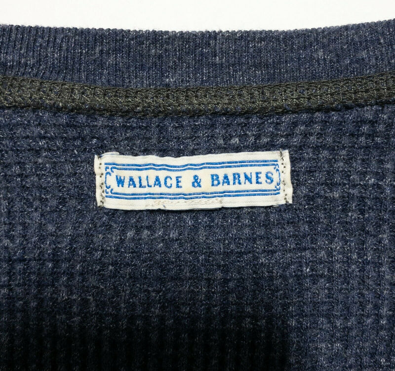 Wallace & Barnes Men's XL Thermal Blue Waffle-Knit Henley Long Sleeve Shirt