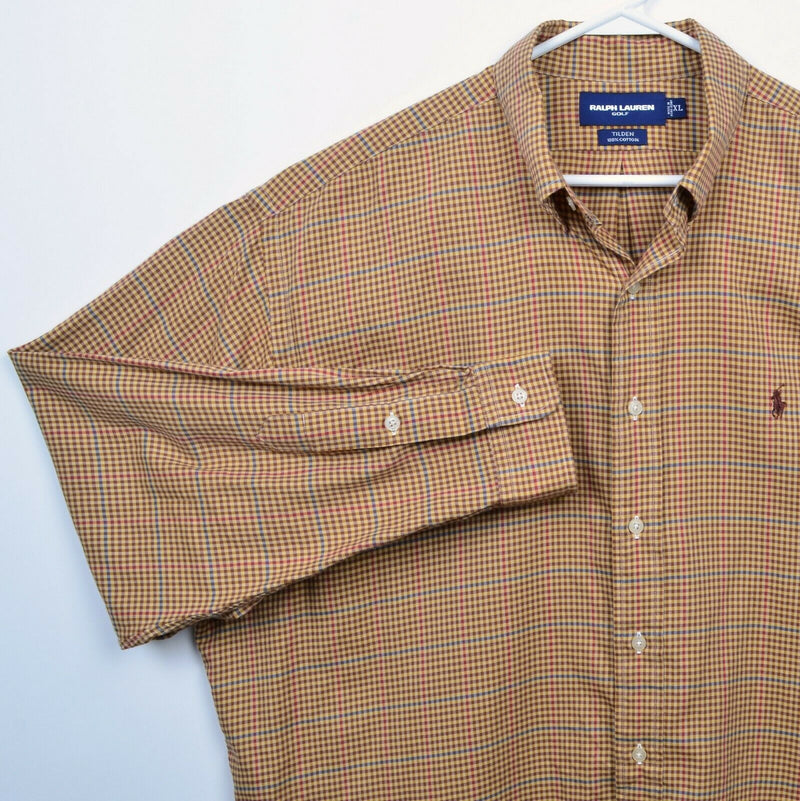Ralph Lauren Golf Button-Down Shirt Men's XL Tilden Brown Check Long Sleeve