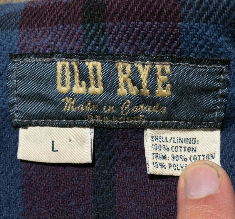 Old Rye Denim Flannel Lined Trucker Jacket Vintage Made in Canada Men's Large