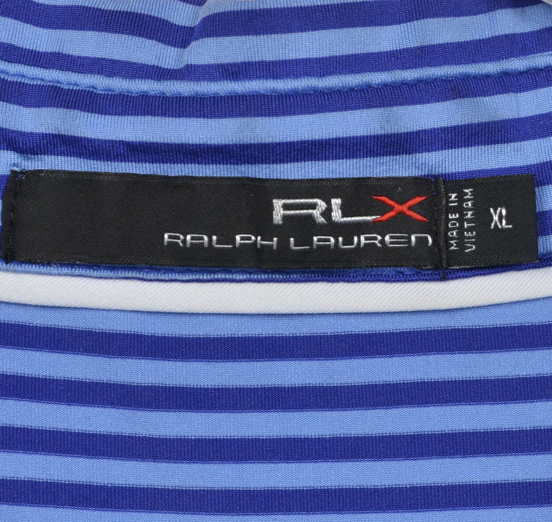 RLX Ralph Lauren Men XL Purple Blue Striped US Open Wicking Golf Polo Shirt