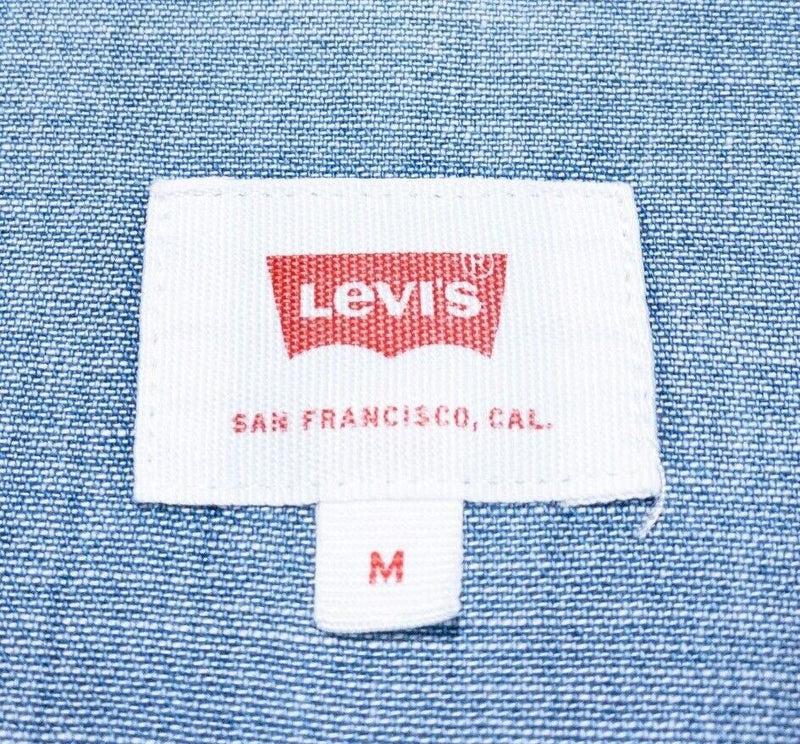 Levi's Pearl Snap Denim Shirt Medium Men's Indigo Blue Western Rockabilly