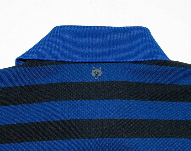 Greyson Golf Polo Large Men's Wicking Stretch Blue Striped Solid Two-Tone Wolf