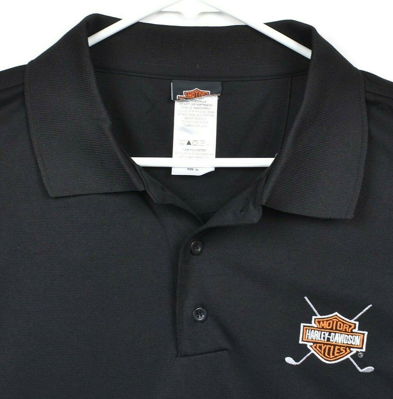 Harley-Davidson Men's XL Golf Bar & Shield Logo Black Polyester Golf Polo Shirt