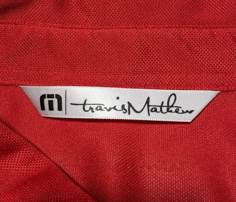 Travis Mathew Golf Polo 2XL Men's Shirt Red Blue Striped Polyester Wicking