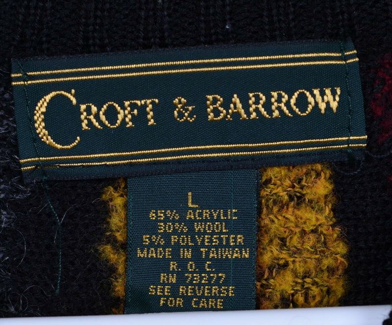 Vintage Croft & Barrow Men's Large Wool Blend Coogi-Style 3D Textured Sweater