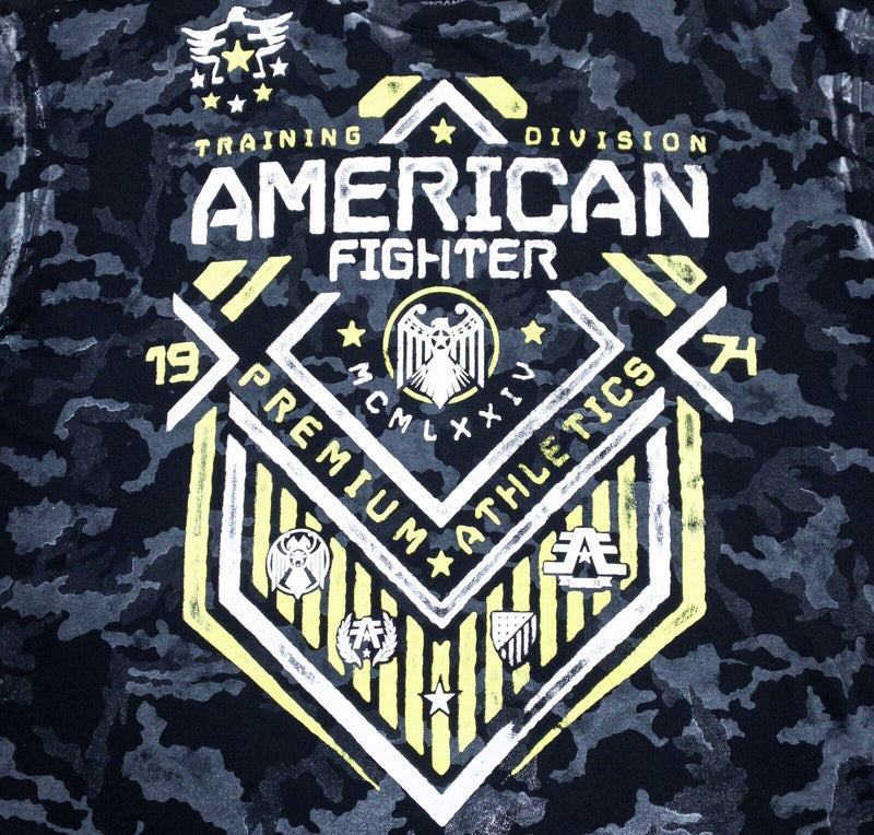 American Fighter T-Shirt 3XL Men's Black Gray Camouflage Short Sleeve Graphic