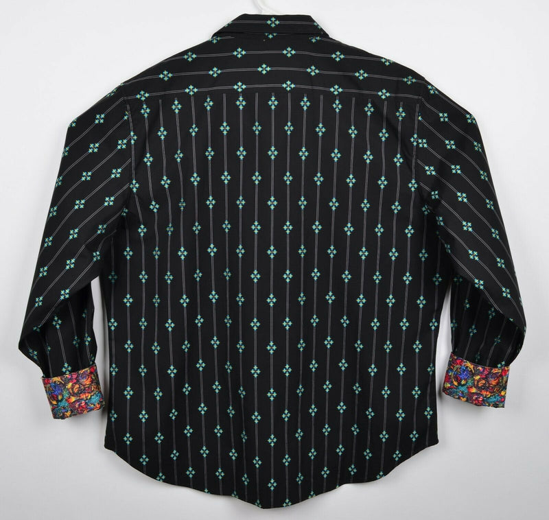 Robert Graham Men's 2XL Classic Fit Flip Cuff Black Diamond Designer Shirt