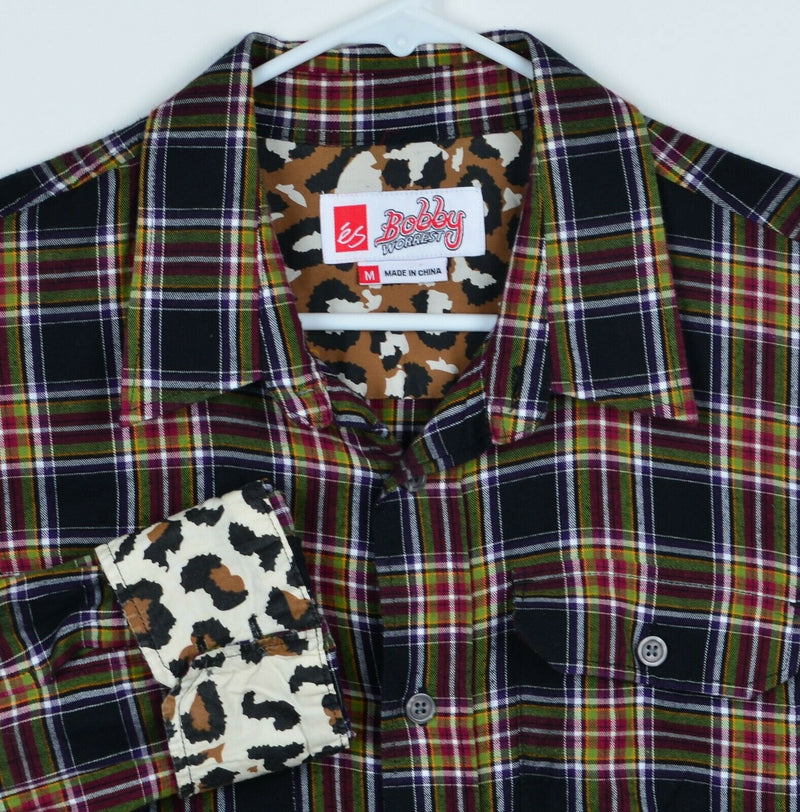 ES Bobby Worrest Men's Sz Medium Plaid Flip Cuff Skate Uptown Woven Shirt