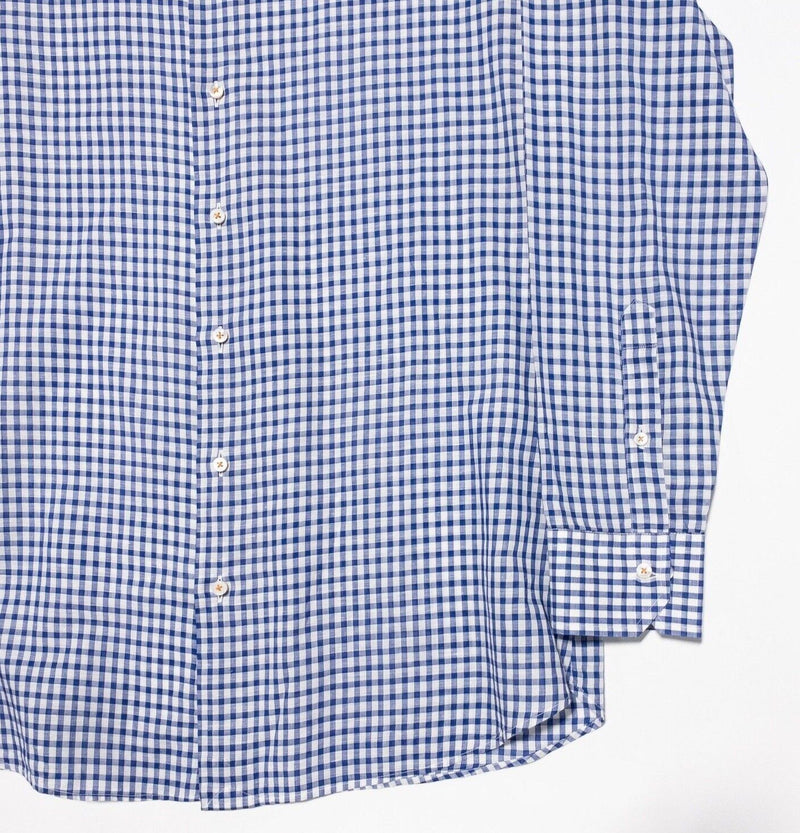 Robert Talbott Estate Shirt 17 Trim Fit Men's Blue Gingham Check L/S Dress Shirt