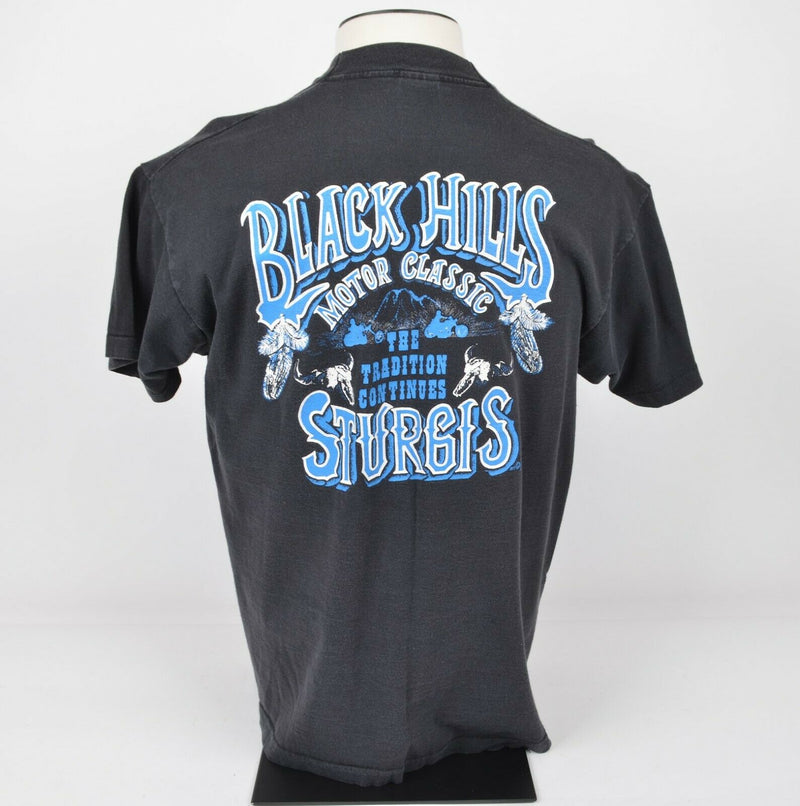 Vintage 1987 Sturgis Men's XL Black Hills Rally Eagle Bison Double-Sided T-Shirt