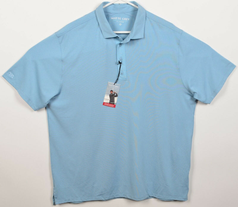 Matte Grey Men's XL Heather Blue Polyester Blend Wicking Golf Polo Shirt