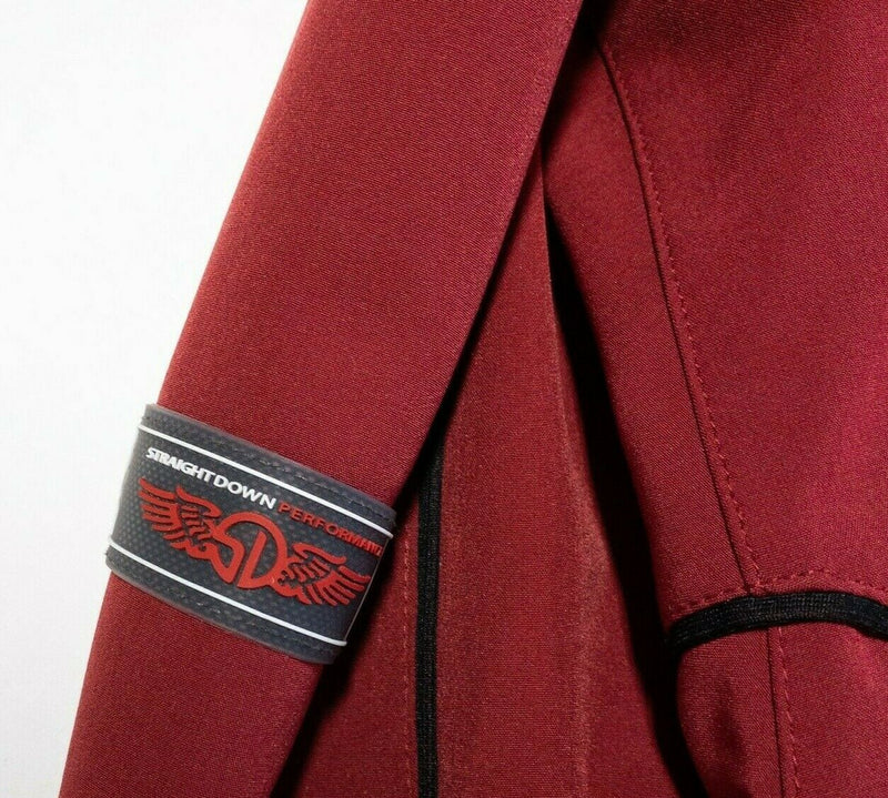 Straight Down Performance 1/4 Zip Jacket Golf Red Polyester Wicking Men's Medium