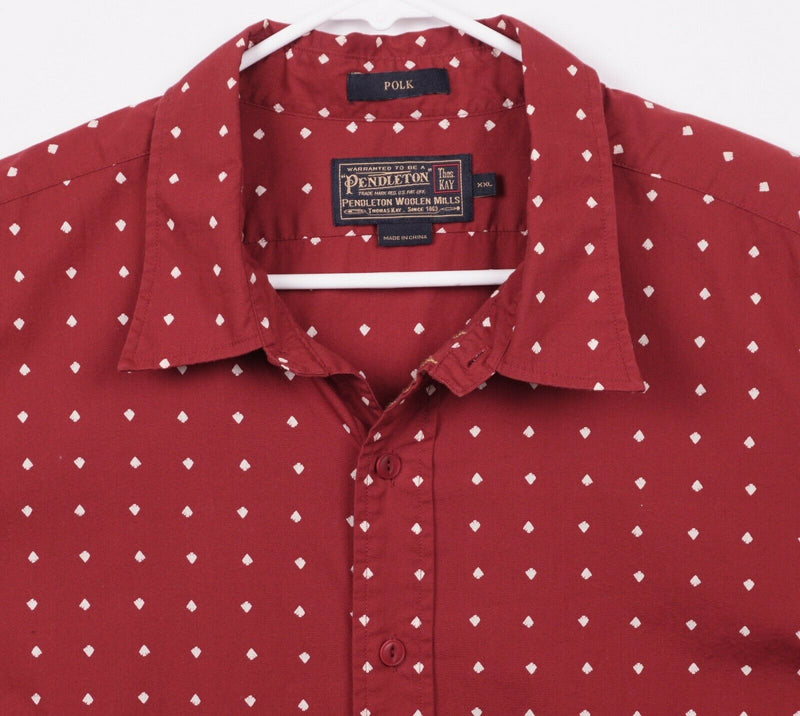 Pendleton Men's Sz 2XL Polk Red Polka Dot Short Sleeve Button-Front Shirt