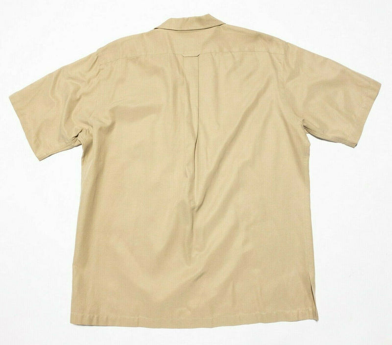 Polo Ralph Lauren Silk Caldwell Shirt Large Men Beige 90s Loop Collar Camp Shirt