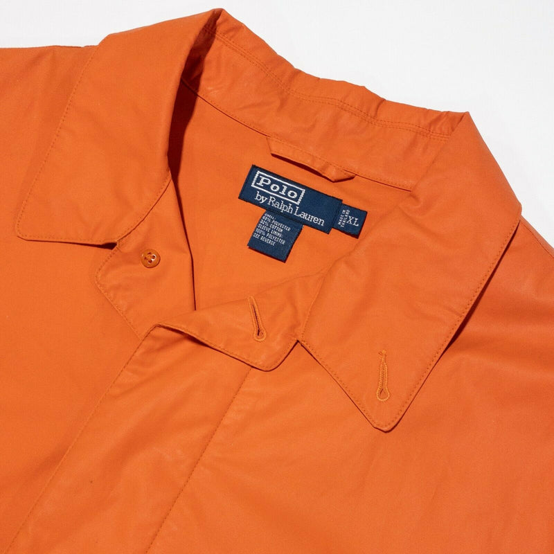 Polo Ralph Lauren Men's XL Rain Coat Solid Orange Button-Front Collared