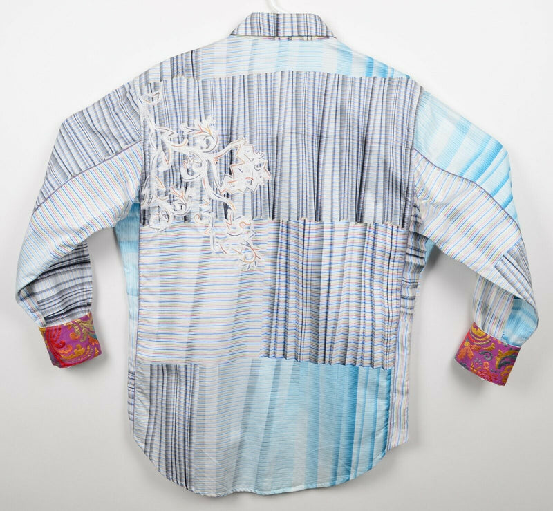 Robert Graham Limited Edition Men's Medium Flip Cuff Embroidered Geometric Shirt