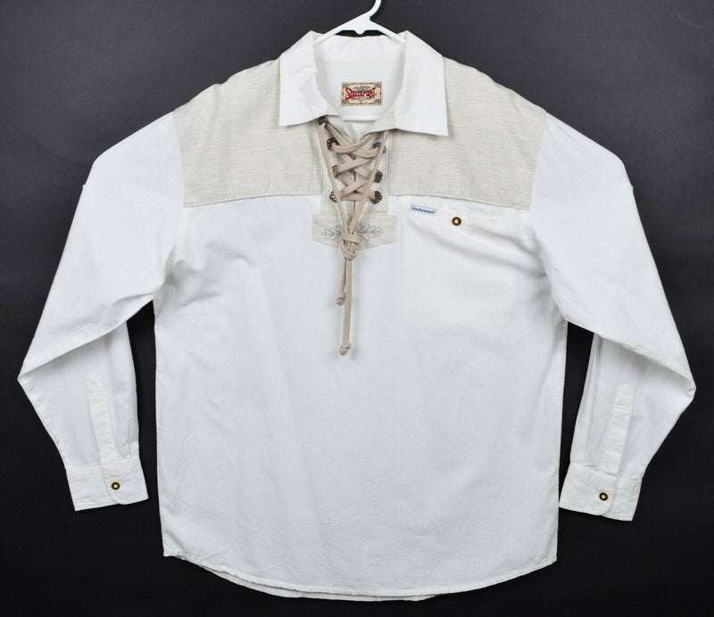 Stockerpoint Men's Sz Large Oktoberfest White Embroidered German Trachten Shirt