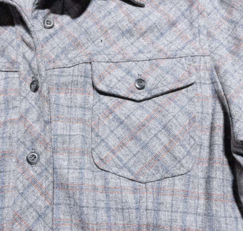 Pendleton Wool Shirt Women's Large Flannel Made in USA Plaid Gray Long Sleeve