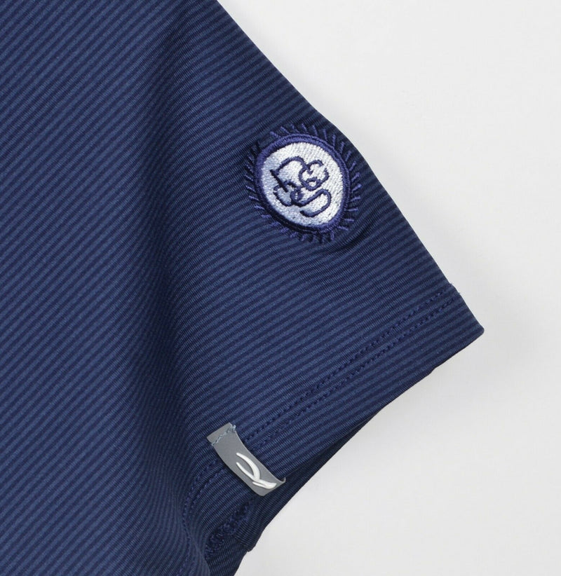 KJUS Men's Large/52 UPF 50+ Navy Blue Striped Wicking Golf Polo Soren Shirt