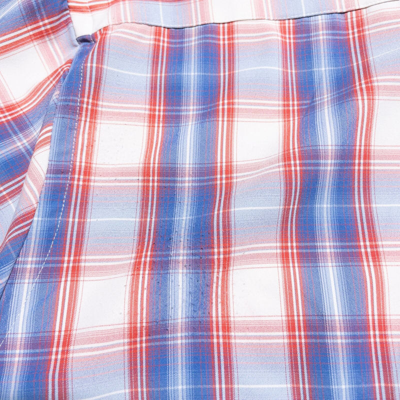 State & Liberty Dress Shirt Men's XL Performance Wicking Plaid Red Blue S&L