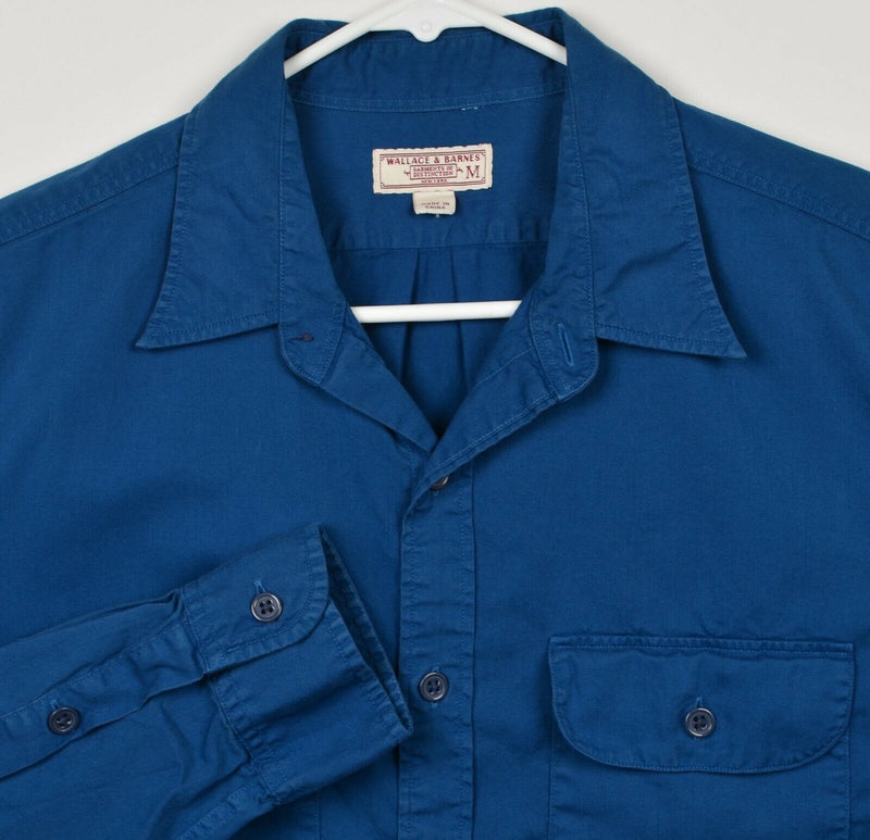 Wallace & Barnes Men's Medium Solid Blue J. Crew Long Sleeve Button-Front Shirt