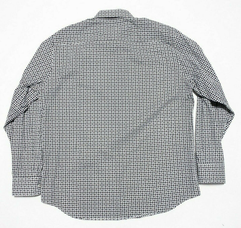 BUGATCHI Flip Cuff Black White Geometric Monochrome Shirt Men's 2XL?