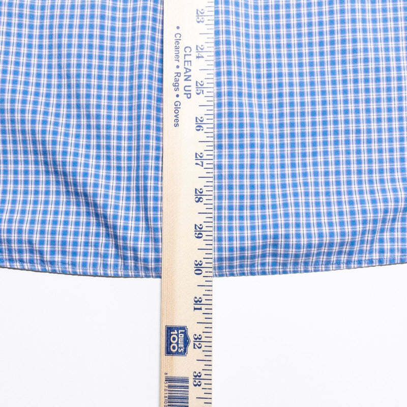 Peter Millar Crown Soft Shirt Men's XL Silk Blend Button-Down Blue Check