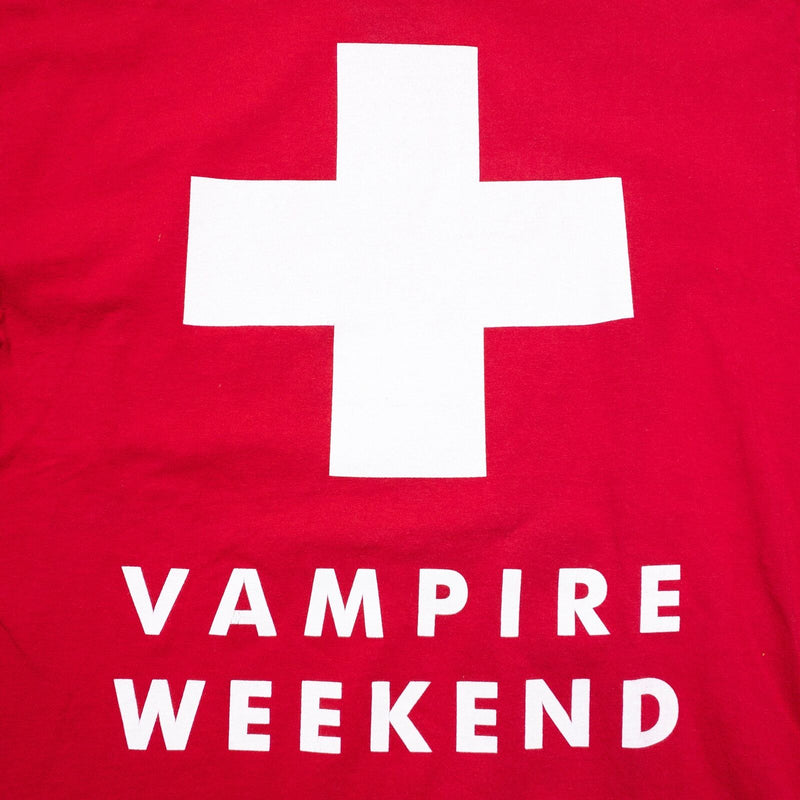 Vampire Weekend T-Shirt Men's Large Red Cross Logo Lifeguard Y2K Tour Concert