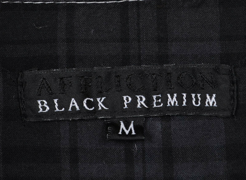 Affliction Black Premium Men's Medium Skull Wing Black Plaid Button-Front Shirt