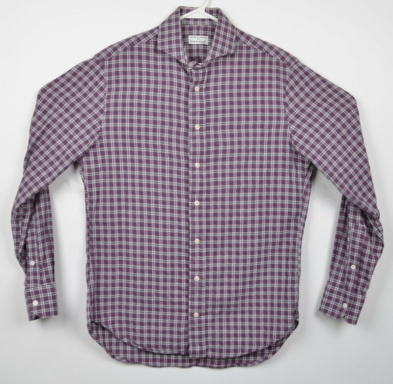 Vintage Gitman Bros. Men's Medium Spread Collar Purple Plaid Button-Front Shirt