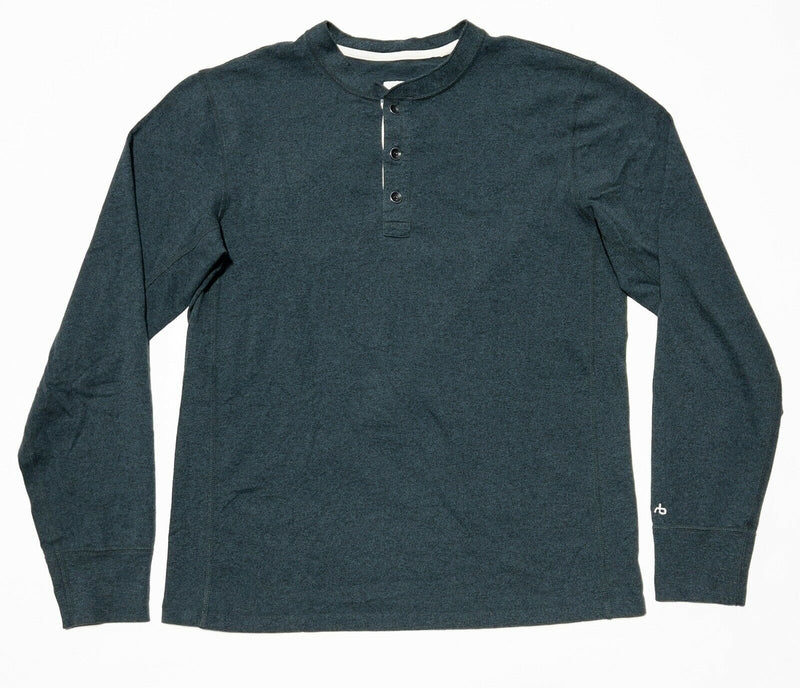 rag & bone Standard Issue Henley Shirt Teal Blue/Green Long Sleeve Men's Large