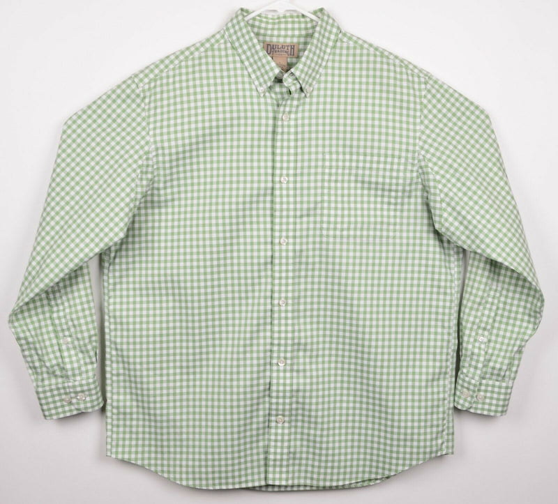Duluth Trading Co. Men's Sz Large Green Gingham Check Plaid Long Sleeve Shirt