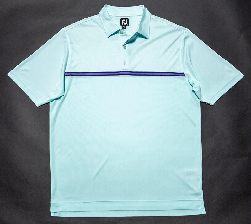 FootJoy XL Golf Shirt Men's Polo Light Blue Purple Striped Wicking Performance