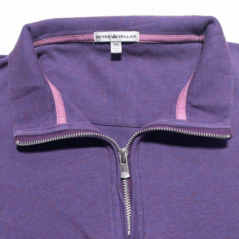Peter Millar Sweater Men's 2XL Pullover 1/4 Zip Purple Golf Sweatshirt Casual