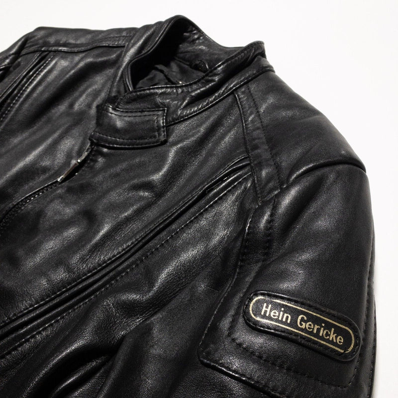 Hein Gericke Leather Motorcycle Jacket Men's 42 Full Zip Thick Riding Vintage
