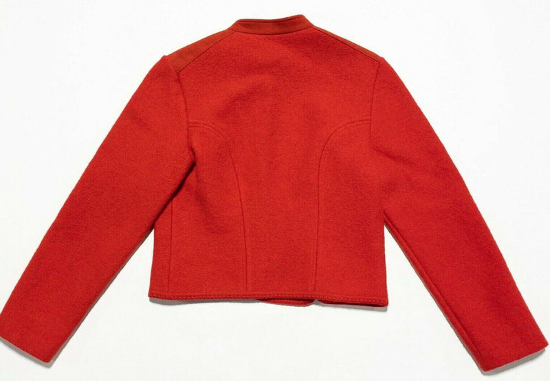 Geiger Jacket Women's 38 Boiled Wool Solid Red Austrian Button-Front Blazer