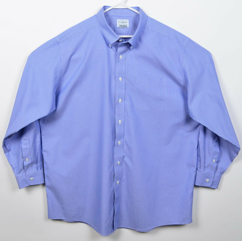 L.L. Bean Men's 18-36 (2XL) Traditional Fit Blue Striped Button-Down Dress Shirt