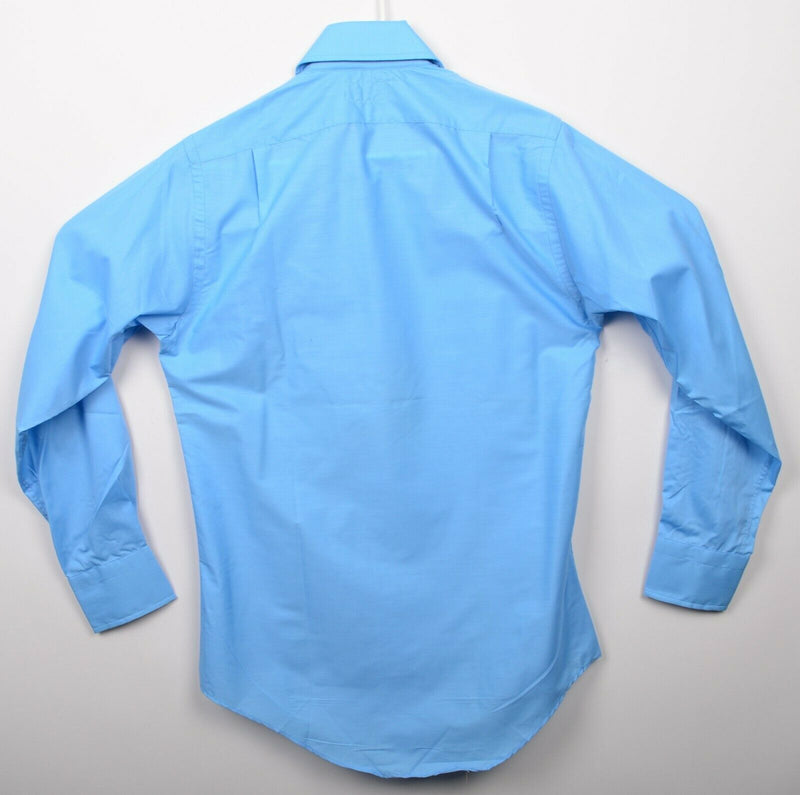 Vintage 70s GANT Men's 14.5-33 Solid Blue Durable Press Barrymore Collar Shirt