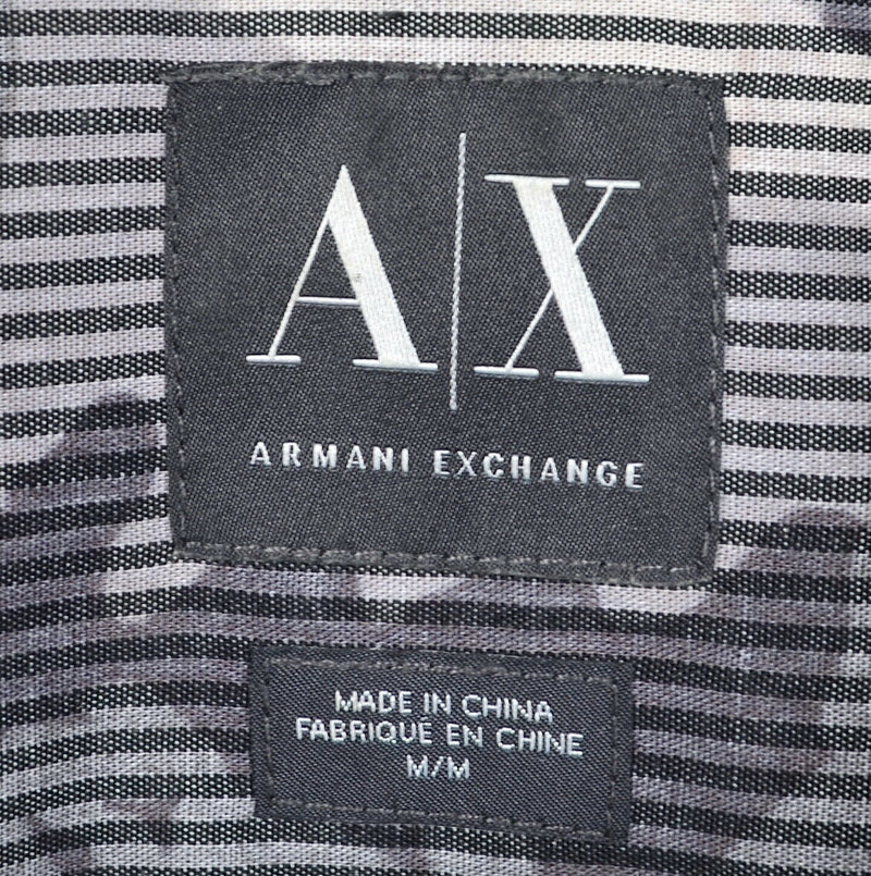 Armani Exchange A|X Men's Medium Camouflage Striped Gray Button-Front Shirt