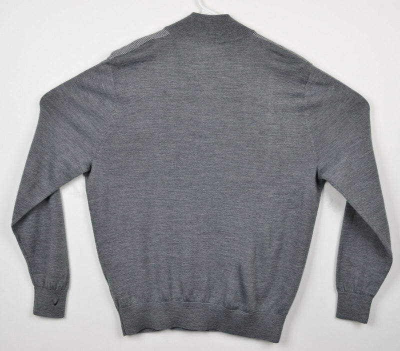 Callaway Men's Medium Merino Wool Gray Purple 1/4 Zip Pullover Golf Sweater